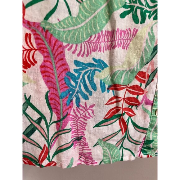 Cynthia Rowley Tropical Linen Tank Top Pink M Floral Preppy Chic Feminine Artsy - Picture 5 of 9